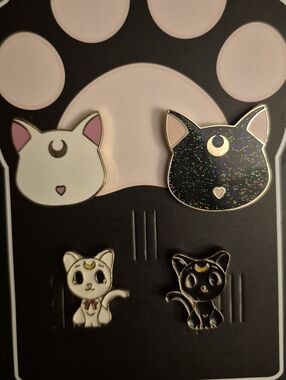 Sailor Cat Enamel Pin Set - White & Black